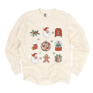 Simply Sage Market Women's Christmas Collage Long Sleeve Garment Dyed Tee - 1 of 4