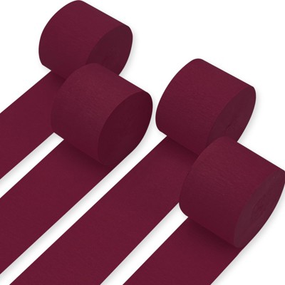 PartyWoo Crepe Paper Streamers Red Burgundy Maroon 4 Rolls 328 ft 1.8 Inch x 82 Ft Roll