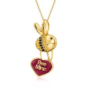 Ross-Simons 8.25 Carat Ruby "Bee Mine" Bumblebee Heart Pendant Necklace With .10 ct. t.w. Citrines and .10 ct. t.w. Black Spinels in 18kt Gold Over - 1 of 4