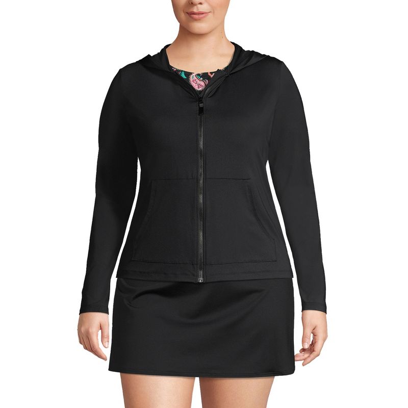 Lands' End Women's Hooded Full Zip Long Sleeve Rash Guard UPF 50 Cover-up, 1 of 6