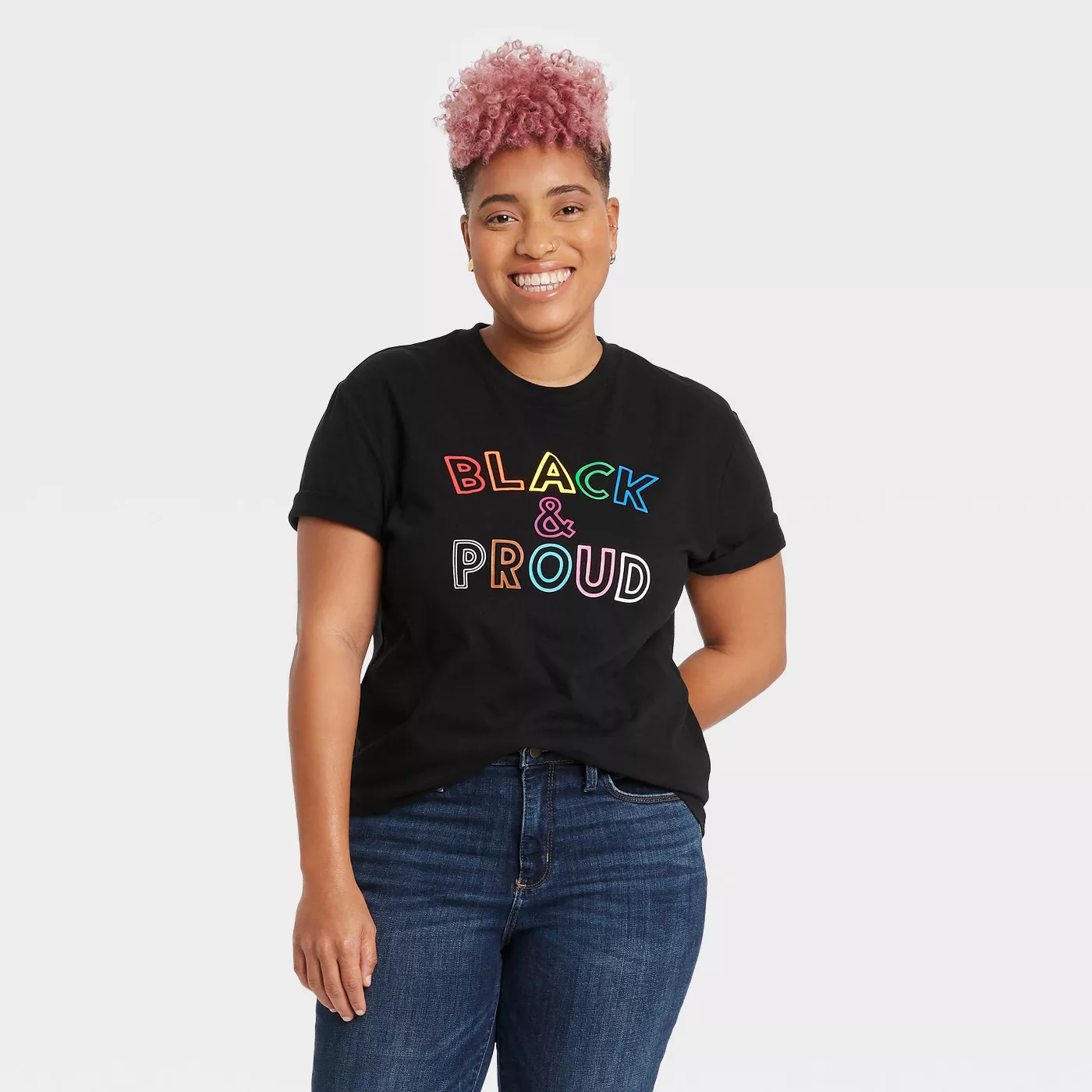 Pride Gender Inclusive Adult 'Black & Proud' Short Sleeve Graphic T-Shirt - Black - image 1 of 4