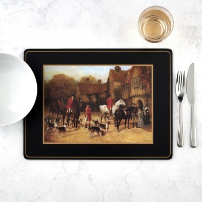 Tally Ho Black and Gold Hardboard Placemats Set of 4