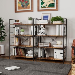4 Tier Bookshelf, Large Bookcase with Steel Frame, Industrial Book Shelves for Home Office, Living Room, Rustic Book Shelf Organization and Storage - 1 of 4