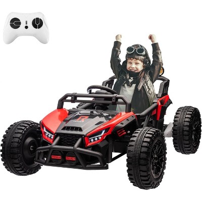 24V Electric Car for Kids with Remote Control, Battery Powered Ride On Truck with LED Lights, MP3, 4 Wheeler Vehicle for Toddlers, Red