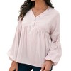 Anna-Kaci Women's Long Sleeve Button Front Peasant Top with Gathered Waist and Flowy Fit - 2 of 4