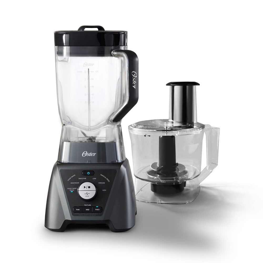 Oster 3-Speed Texture Select Settings Pro Blender with Tritan Jar and Food Processor Attachment - Metallic Gray