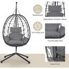Outdoor Modern PE Rattan Woven Swing Chair,Fabric Upholstered Hanging Basket Chair,Hammock Chair With Stand And Metal Frame-Coolbibila - 2 of 4
