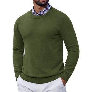 COOFANDY Mens Crewneck Sweater Pullover Knit Sweater Lightweight Sweaters with Ribbing Edge - 1 of 4