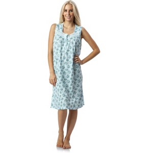 Casual Nights Women's Floral Embroidered/Lace Trim Sleeveless Nightgown - 1 of 3