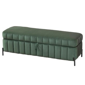 DSVIMOY Wide Upholstered Storage Soft Bench, Footstool Ottoman End of Bed with Legs, Foot Rest for Living Room, Green, 49.21"*17.32"*16.93" - 1 of 4