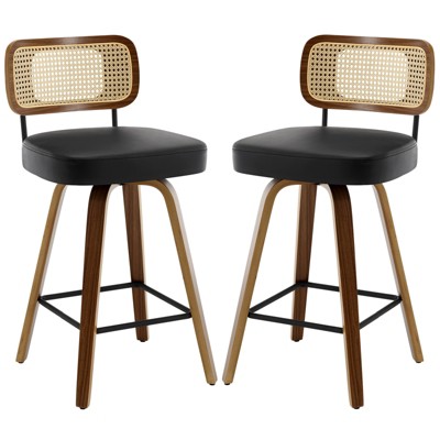 Bekrvio 26'' Swivel Counter Height Bar Stools, Black, 2 pc.