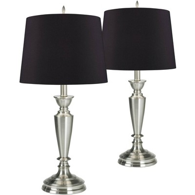 Barnes and Ivy Brushed Nickel Black Shade Table Lamps Set of 2