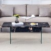 Modern Coffee Table with Lift Top, Grain Sticker, Tempered Glass Legs for DIY Art or Sticker, Perfect for Living Room or Office-Maison Boucle - 3 of 4