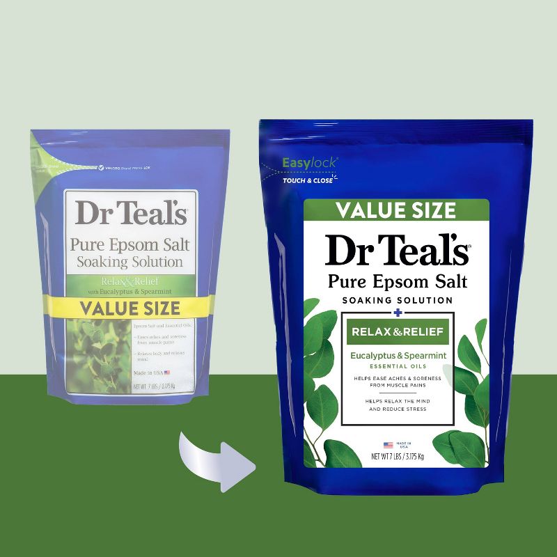 Dr Teal's Relax & Relief Eucalyptus & Spearmint Pure Epsom Bath Salt, 2 of 11