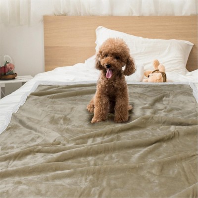 Taupe Waterproof Sherpa Fleece Medium Outdoor Pet Blanket