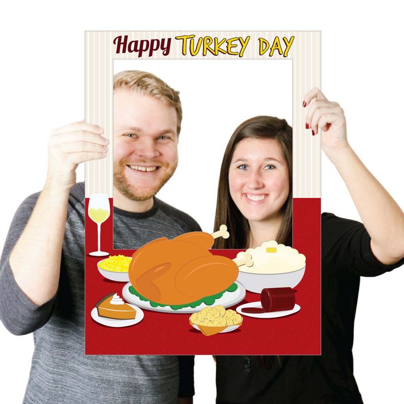 Big Dot of Happiness Thanksgiving Turkey - Fall Harvest & Thanksgiving Party Selfie Photo Booth Picture Frame & Props - Printed on Sturdy Material, 3 of 8