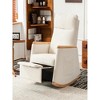 26.8"Accent Rocking Chair with Footrest High Back Rubber Wood Rocking Legs - 2 of 4