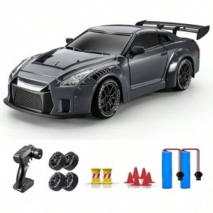 RC Drift Car, 1: 24 Remote Control Car, 20KM/H 4WD High Speed RC Cars with Lights, Extra Racing Tires, Gray - 1 of 4