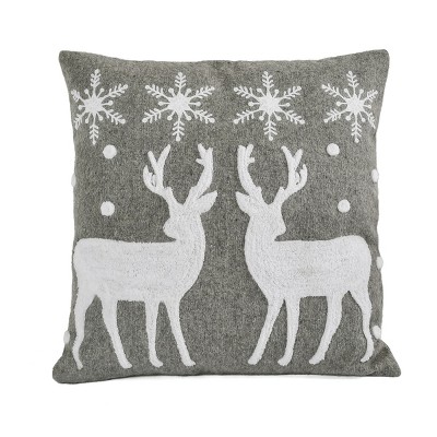 18” Reindeer and Snowflakes Throw Pillow - National Tree Company