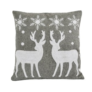 18” Reindeer and Snowflakes Throw Pillow - National Tree Company - 1 of 4