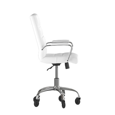 Camilia White LeatherSoft High-Back Executive Swivel Office Chair with Chrome Frame
