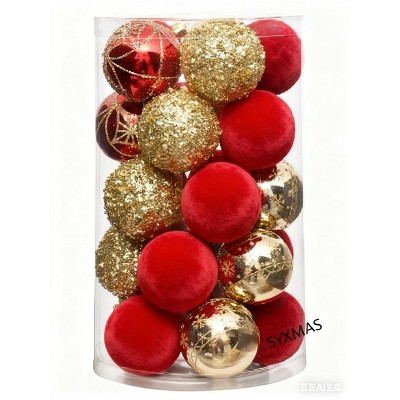 25 Pcs 2.36" Christmas Tree Ornaments Set, Christmas Ball Decorations, Suitable for Christmas Party, Holiday Wedding Indoor and Outdoor Decoration