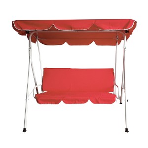 Northlight 3-Seater Outdoor Patio Swing with Adjustable Canopy - Red - 1 of 1