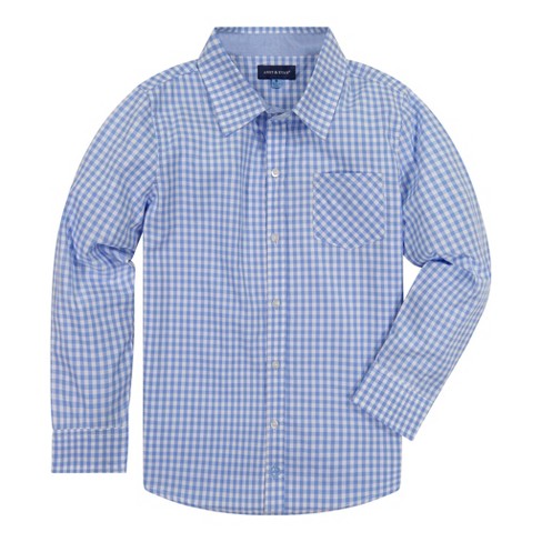 Andy & Evan Toddler Light Blue Gingham Button Down Shirt, Size 2T.