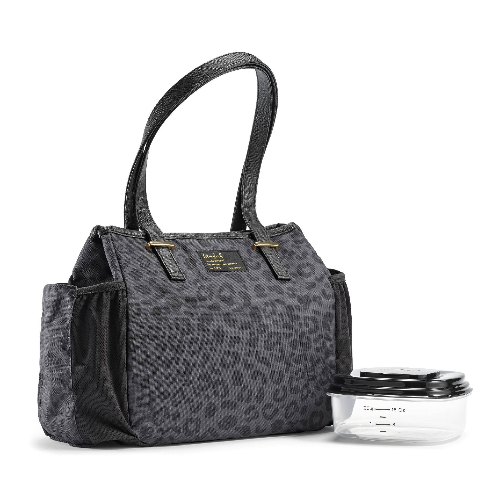 Fit & Fresh Copley Lunch Kit - Cheetah Black: Insulated Bag with Containers