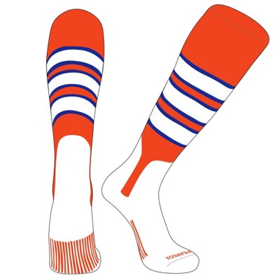 PEAR SOX OTC Baseball Softball Stirrup Socks (C, 7in) Orange, Royal, White