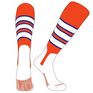 PEAR SOX OTC Baseball Softball Stirrup Socks (C, 7in) Orange, Royal, White - 1 of 3