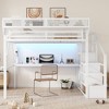 Queen Size Metal Loft Bed with Stairs, Desk, and Charging Station - 3 of 4