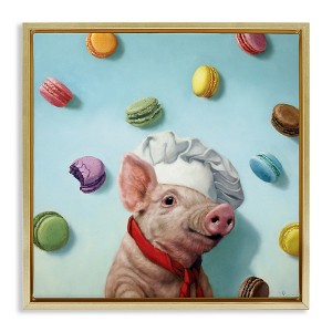 Stupell Industries Pig Chef with Playful Macarons, 25" x 25" - 1 of 4