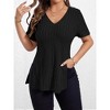 Clearlove Womens Plus Size Tops V Neck Short Sleeve Shirts Split Hem Color Summer Casual Blouses Pullover Fitted Tops Textured - 3 of 4