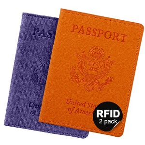 Generic 2 Pack RFID Passport Holder, Travel Gifts, Travel Accessories - Orange&Purple - 1 of 4