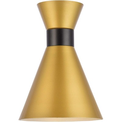 Brass and Black Iron Cone Wall Sconce with Dimmable Light