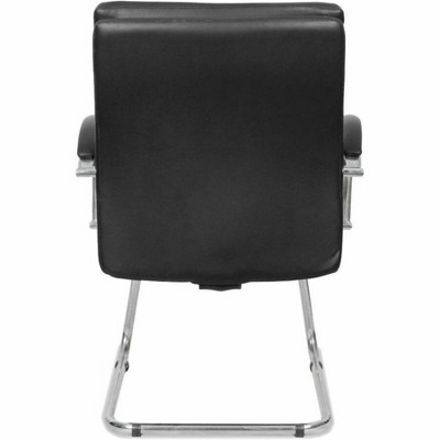 Neratoli Chrome-Base Slim Profile Black Leather Guest Chair