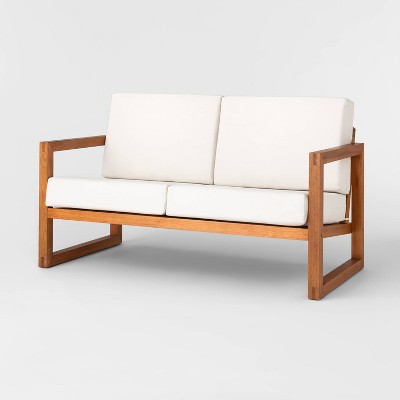 Kaufmann Wood Patio Loveseat - Linen - Project 62™, image 1 of 10 slides