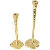 Northlight Slim Textured Metal Taper Holders with Lily Pad Base - 16" - Gold - Set of 2 - 3 of 4