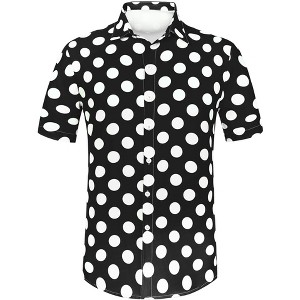 Lars Amadeus Men's Summer Polka Dots Button Down Short Sleeves Hawaiian Shirts - 1 of 4