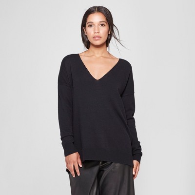 black v neck sweater women's