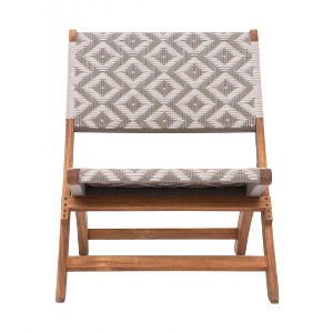 Lounge Chair Multicolor – 29.1"H Solid Acacia Wood Frame with Synthetic Rattan Weave, Modern Outdoor Seating By Zuo Modern - 1 of 4