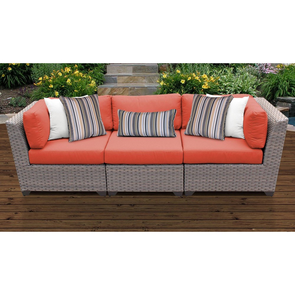 Florence 3pc Outdoor Sectional Sofa with Cushions Tangerine TK Classics