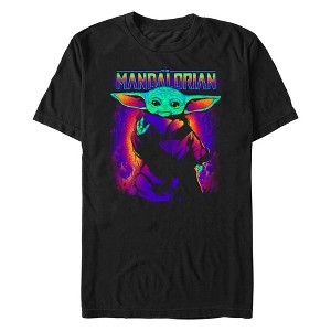 Men's Star Wars: The Mandalorian The Neon Force Grogu T-Shirt - 1 of 4