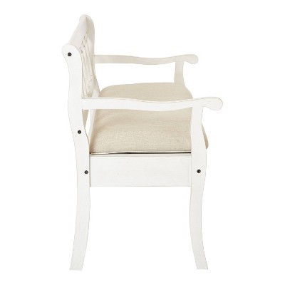 Cozy White Plush Cushion Entry Bench with Hidden Storage