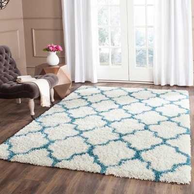 Ivory and Blue Shag Kids 4' x 6' Area Rug