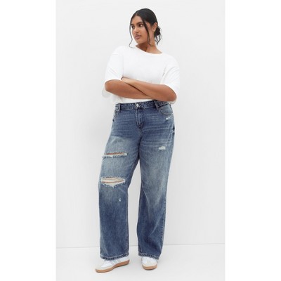 Women's Plus Size Harley Rochelle Straight Jean - blue grey | CITY CHIC