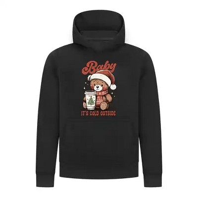 Everyday Kids Christmas Collection Baby It’s Cold Outside Pullover Hoodie – Holiday Sweatshirt - Black
