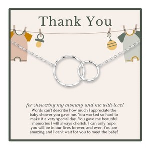 HOPE LOVE SHINE Thank You Gifts for Baby Shower Host Necklace Sterling Silver Gold 2 Rings 18" - 1 of 4