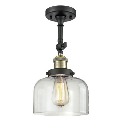 Bell - 1 Light Semi-Flush Mount In Industrial Style-14 Inches Tall and 8 Inches Wide